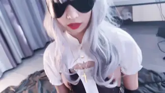 【修女诱惑】淫堕黑丝修女捆绑调教喷水后被中出